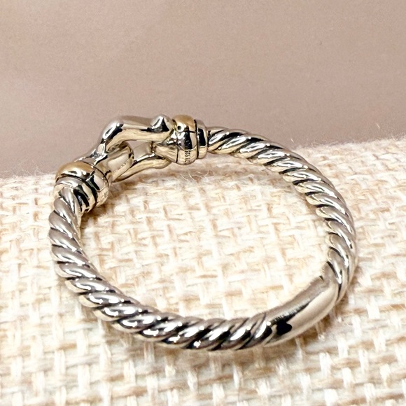 David Yurman Two-Tone Petite Diamond Buckle Ring size 8 1/2 - Picture 5 of 10